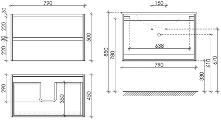 Тумба под раковину Sancos Libra LB80ECH дуб чарльстон фото