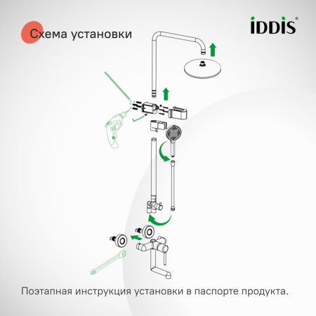 Душевая система Iddis Эйгер (Aiger) AIGWT3Fi06 белая матовая фото