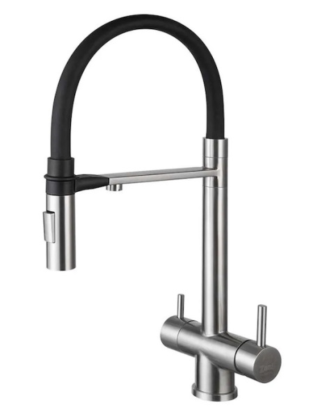 Смеситель для кухни с фильтром для воды Zorg Inox SZR-3030-1 нержавеющая сталь фото