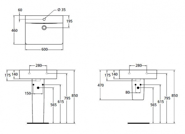 Подвесная раковина Ideal Standard Connect Cube E794501 60 см фото