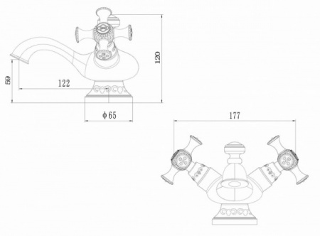 Смеситель для раковины двухвентильный Zorg Antic A 6011U-BR фото