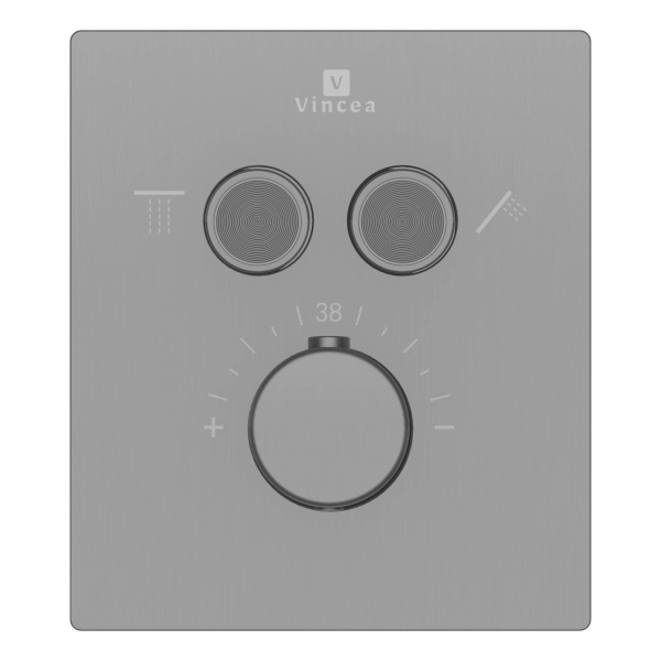 Душевая система скрытого монтажа с термостатом Vincea Inspire VSFW-3I21MT4RGM вороненая сталь фото
