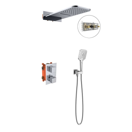 Душевая система скрытого монтажа с термостатом Vincea VSFW-103TCH хром фото
