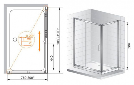 Душевой уголок Cezares Porta PORTA-AH-11-110/80-C-Cr 110x80 см фото