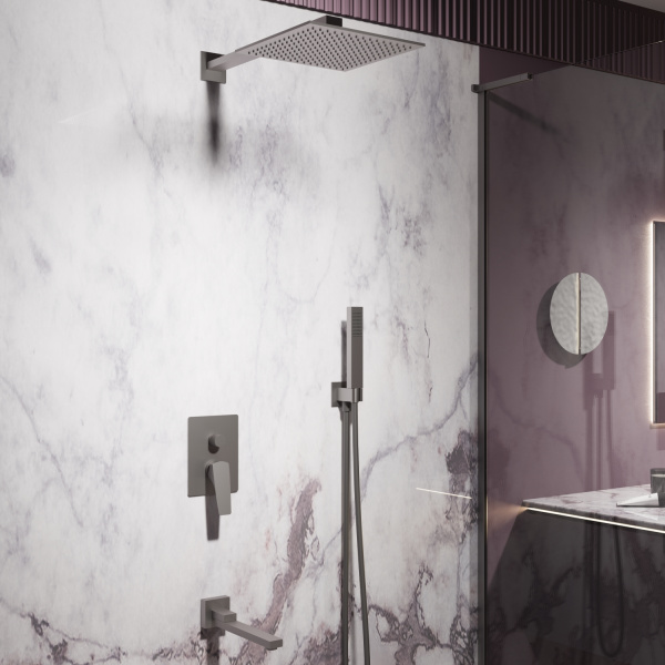 Душевая система скрытого монтажа Vincea Puro VSFW-5P1GM вороненая сталь фото