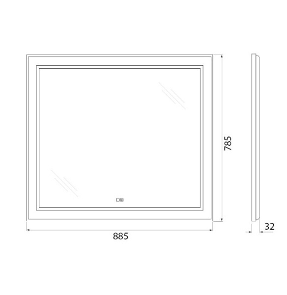 Зеркало с подсветкой, сенсорным выключателем и подогревом BelBagno SPC-KRAFT-885-785-TCH-WARM 88x78 сатин  фото