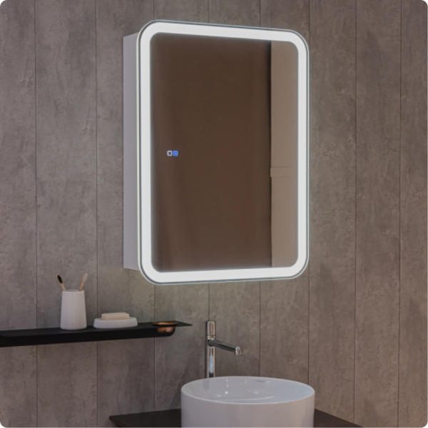 Зеркальный шкаф с подсветкой и подогревом Aquame AQM9202 60x80 фото