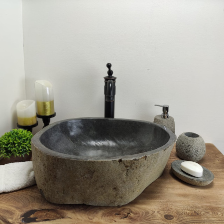 Накладная раковина из речного камня RS0643 (48*41*15) фото