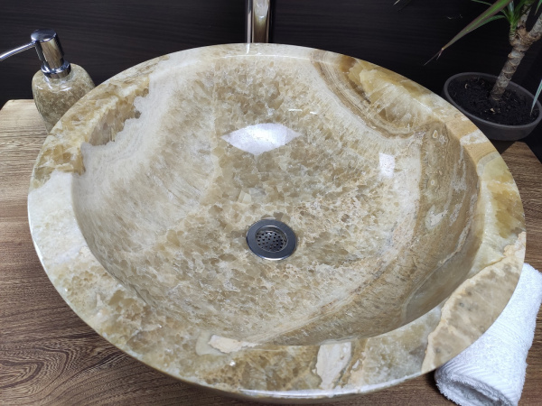 Накладная раковина из оникса Indo Bowl Sunset Medium BO-00019 фото