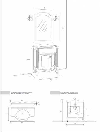 Тумба под раковину Cezares Layra LA70.01A.103 фото