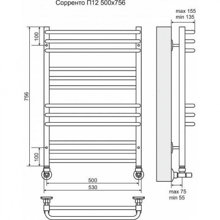 Водяной полотенцесушитель Terminus Соренто П12 4620768882319 500х756 фото