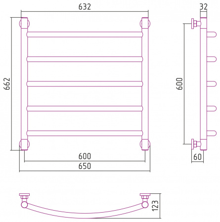 Полотенцесушитель водяной Сунержа Галант+ 60х60 с защитой 00-0200-6060 фото
