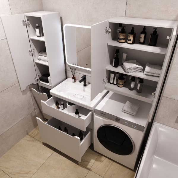 Тумба под раковину Style Line Марелла 70 Люкс Plus СС-00002398 белый матовый антискрейтч фото