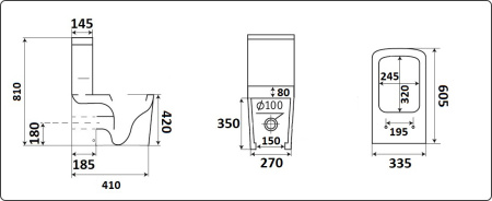 Унитаз напольный CeramaLux NC 2171-1MB с сиденьем / черный матовый фото