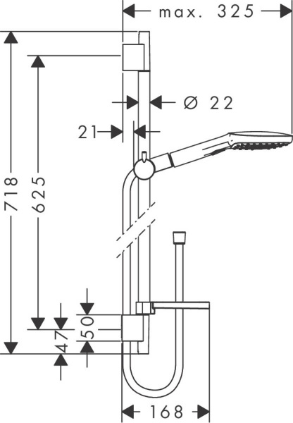 Душевой гарнитур Hansgrohe Raindance Select Е 120 3 jet 26620400 65 см фото