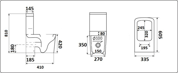 Унитаз напольный CeramaLux NC 2171-1MB с сиденьем / черный матовый фото