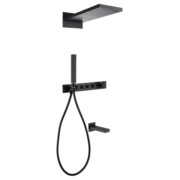 Душевая система скрытого монтажа Abber Rund AF8753B черная матовая фото