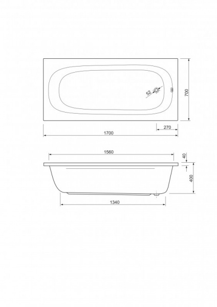 Акриловая ванна Cezares Piave PIAVE-170-70-42 170х70 фото