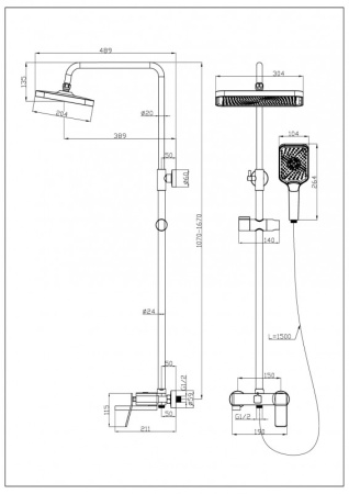 Душевая система Esbano GEMINI (DS-GM) оружейная сталь фото