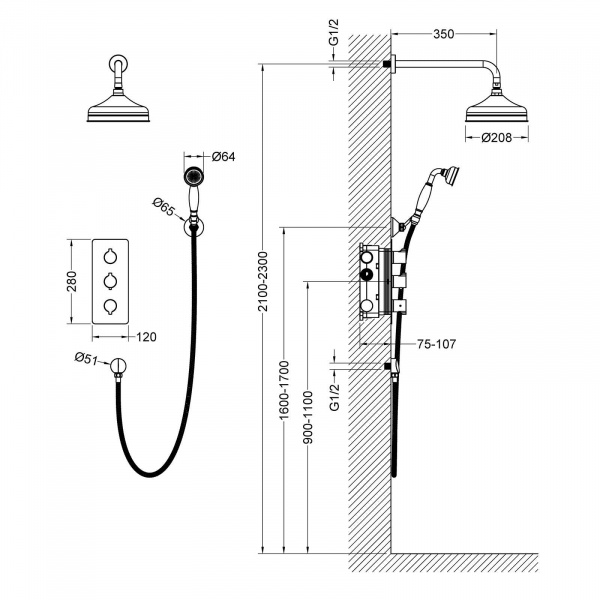 Душевая система скрытого монтажа Timo Petruma SX-5169/02SM антик фото