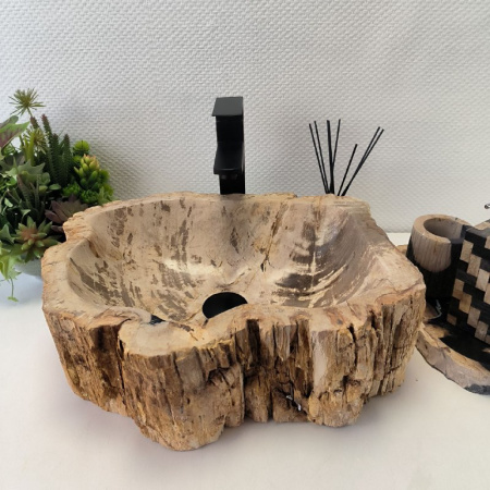 Накладная раковина из окаменелого дерева Fossil Basin OD-02467 45x38 фото