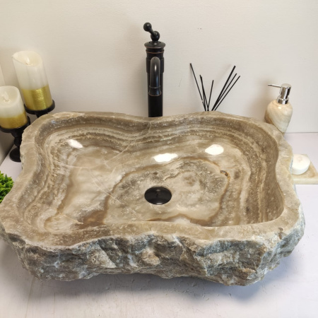 Накладная раковина из оникса Erozy Grey EO-00695 (65*49*15см) фото