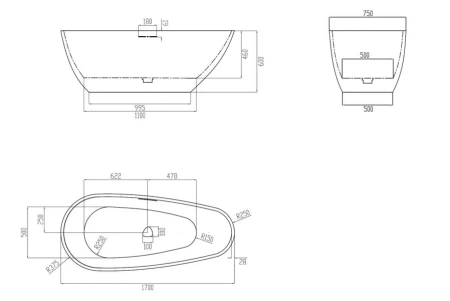 Ванна из искусственого камня Abber Dortmund AM9911G 170x75 серая фото