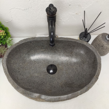 Накладная раковина из речного камня RS01484 (56*37*15) фото