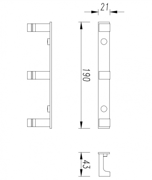 Крючок для ванной тройной Omnires Uni UN10130/KCR хром фото