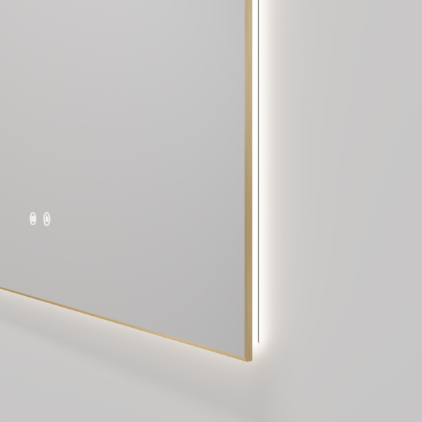 Зеркало с подсветкой в алюминиевой раме Vincea VLM-4F100BG-2 100x80 с сенсорным выключателем и функцией антизапотевания, брашированное золото фото