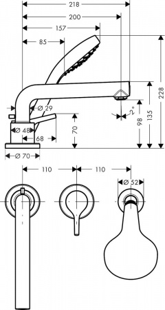 Смеситель на борт ванны Hansgrohe Talis S 72417000 фото