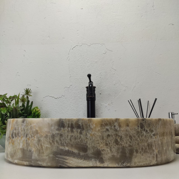 Накладная раковина из оникса Oval Grey Big OY-01564 (60*40*14) фото