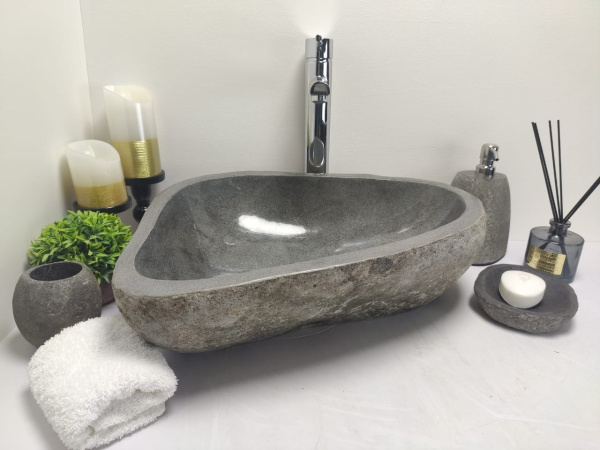 Накладная раковина из речного камня RSM0694 (47*39*15) фото