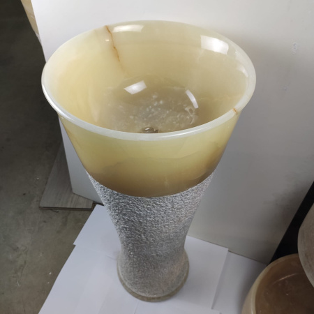 Раковина напольная из оникса Pedestal Cream/Yellow ON-0404 фото