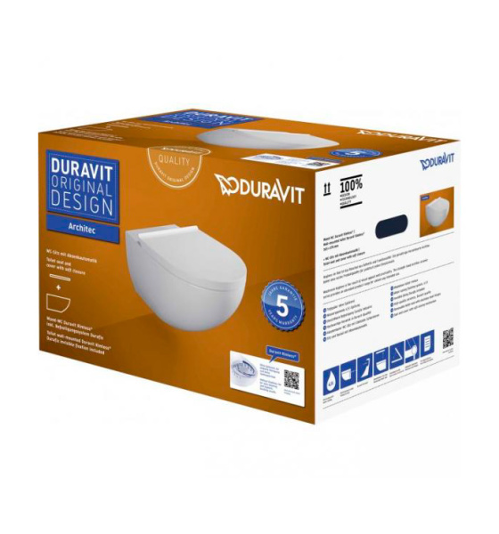 Унитаз подвесной безободковый Duravit Architec 45726900A1 (257209+006969) с сиденьем фото