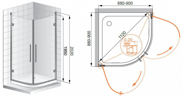 Душевой уголок Cezares Retro RETRO-R-2-90-CP-Br 90х90 бронза фото