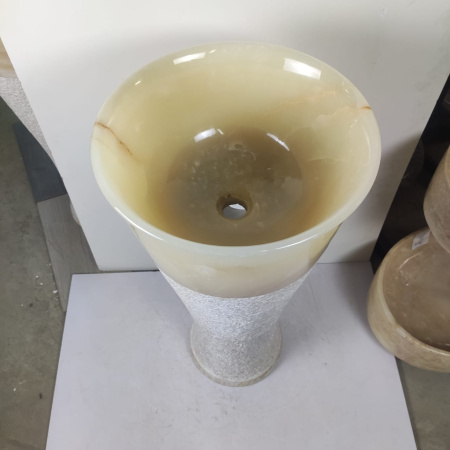 Раковина напольная из оникса Pedestal Cream/Yellow ON-0404 фото