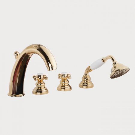 Смеситель на борт ванны на 4 отверстия Gattoni Vivaldi 1240012D0 oro фото