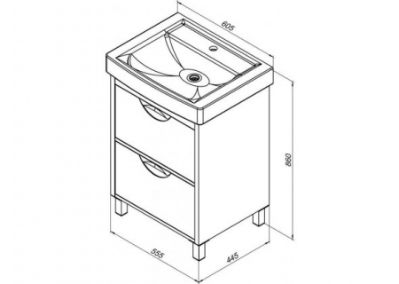 Тумба с раковиной Aquanet Гретта 60 00242569 фото