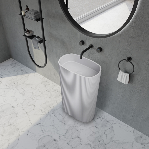 Напольная раковина Abber Stein AS2502-H 55x36 белая матовая фото