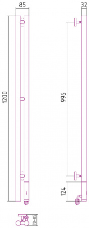 Электрический полотенцесушитель Сунержа Нюанс 120 правый 05-0543-1253 фото