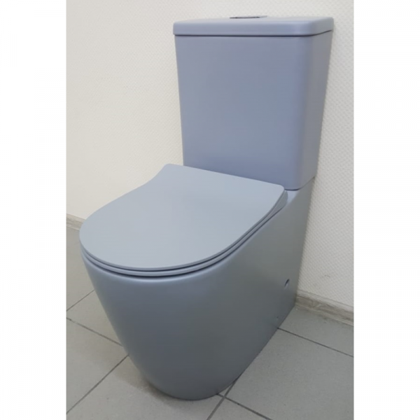 Унитаз напольный CeramaLux 1945MG с сиденьем soft close серый матовый фото