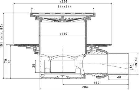 Душевой трап Pestan Confluo Standard Dry Tide1 15x15 с рамкой фото