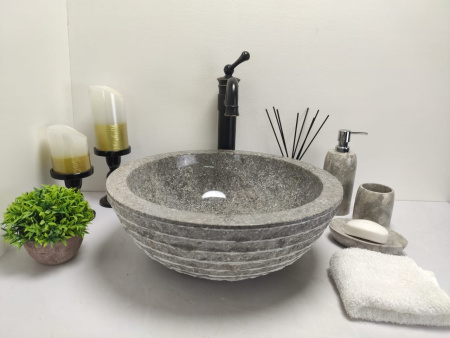 Накладная раковина из мрамора Bowl Marmo Grey Small BM-00037 фото