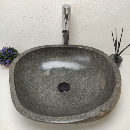 Накладная раковина из речного камня RS01202 (54*46*14) фото