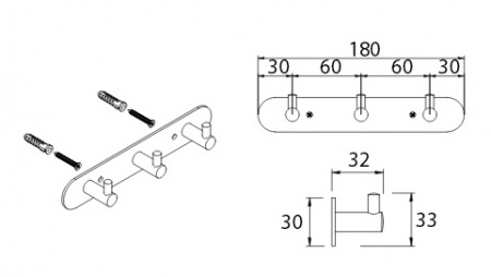 Планка с тремя крючками Fixsen Hotel FX-31005-3 фото