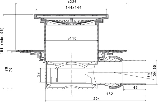 Душевой трап Pestan Confluo Standard Dry Tide1 15x15 с рамкой фото