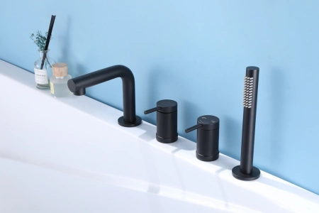 Смеситель на борт ванны Abber Emotion AF8813B черный матовый фото