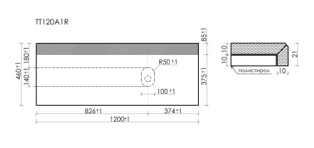 Столешница без отверстия под смеситель Sancos TT120A1R 120 см, black sky фото