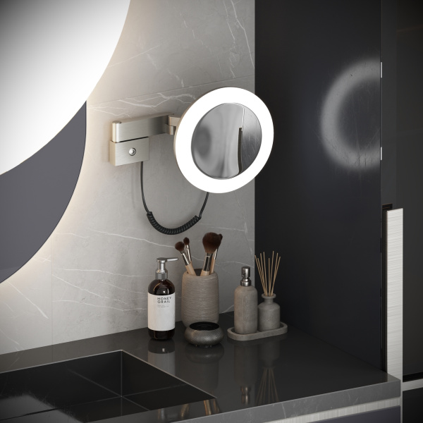 Зеркало с подсветкой и 5 кратным увеличением Timo Petruma 15276/13 Никель фото